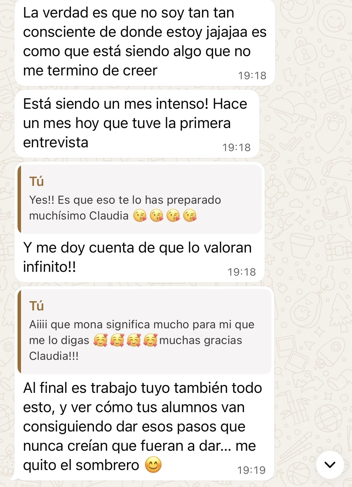 Mensaje real de un alumno