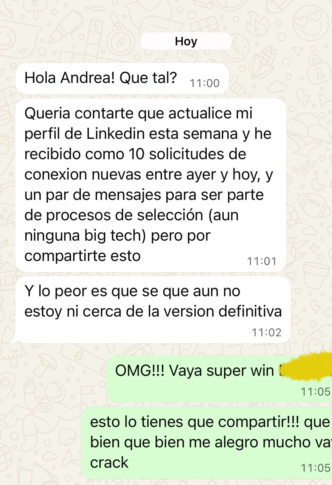 Mensaje real de un alumno