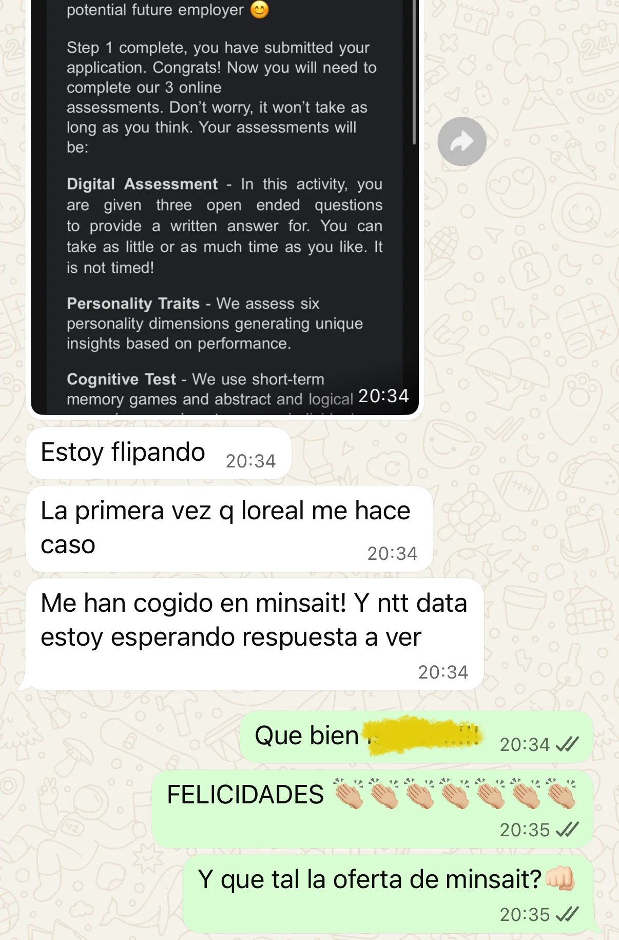 Mensaje real de un alumno