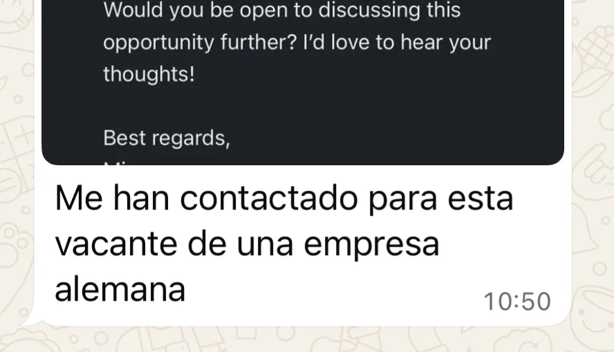 Mensaje real de un alumno