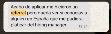 Mensaje real de un alumno
