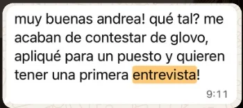 Mensaje real de un alumno